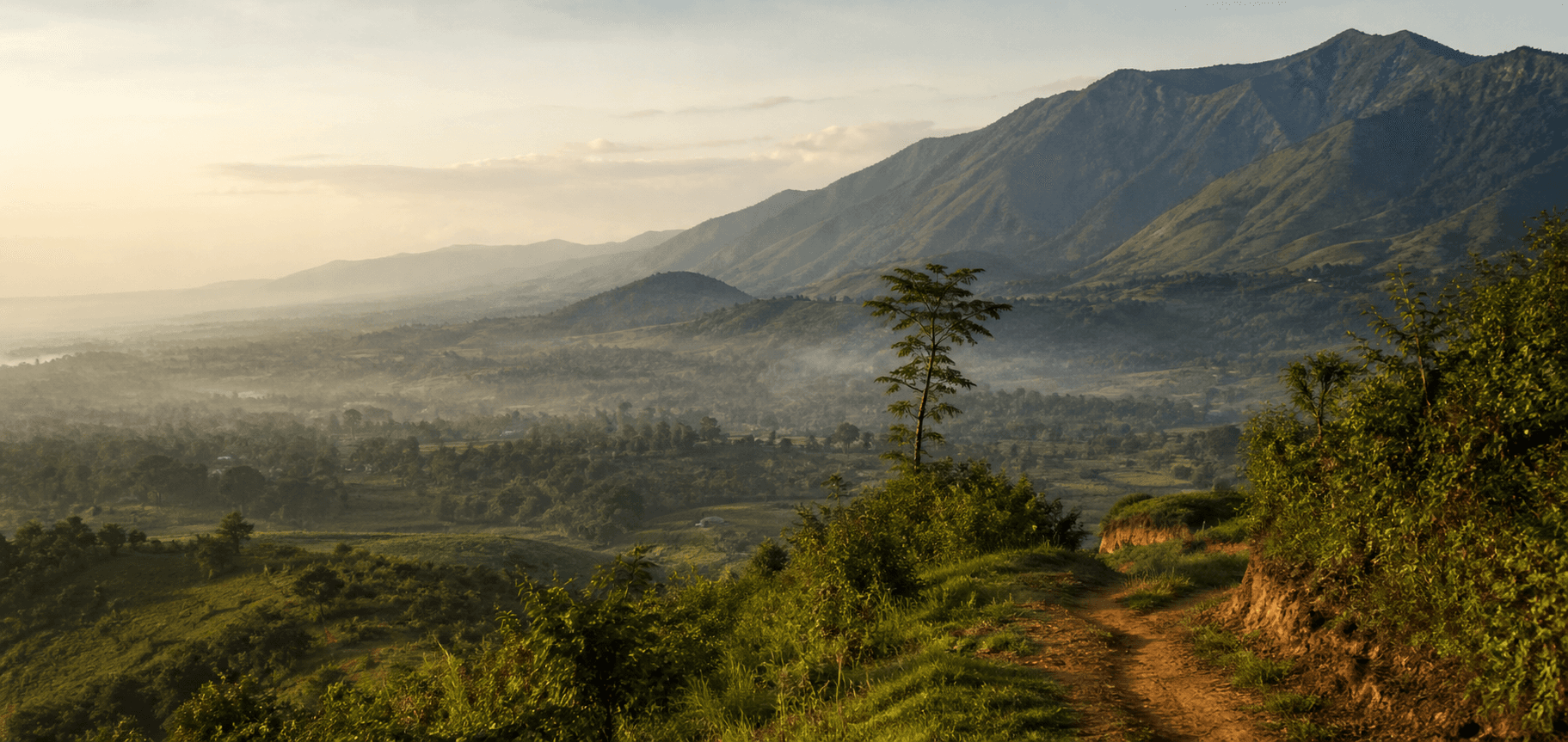 Green mountain foothills above Kasese, Uganda